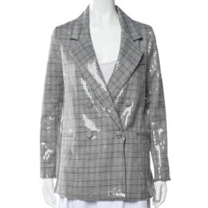 Jason Wu Sequin Silver Plaid Blazer Jacket Party Career Business Size Small